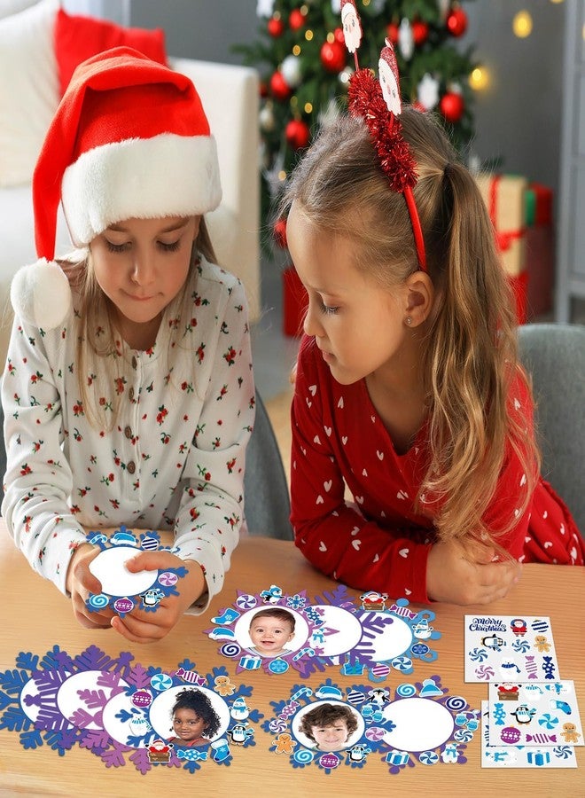 Lonfliness 60 Set Winter Snowflake Craft Kits Winter DIY Picture Frame Crafts Merry Christmas Photo Frame Sticker Arts Craft for Kids Gifts Holiday Home School Classroom Party Activity Decor Supplies - Image 5